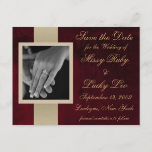 Red Marble Save the Date Notice Kaart