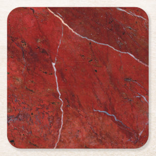 Red Marble Stone Modern Elegant Stijlvol Vierkante Kartonnen Onderzetter