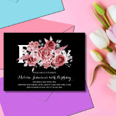 Red Maroon Groen Bloemen 40e Zwarte Verjaardag Kaart