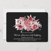 Red Maroon Groen Bloemen 50e Zwarte Verjaardag Kaart (Voorkant)