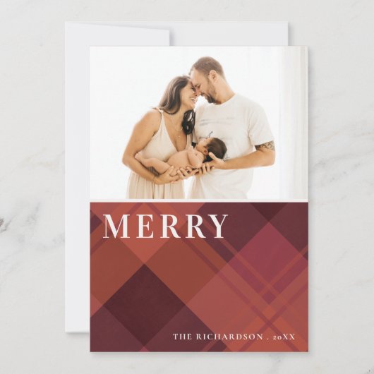 Red Maroon Marsala Pset 1 Feestdagenkaart (Voorkant)