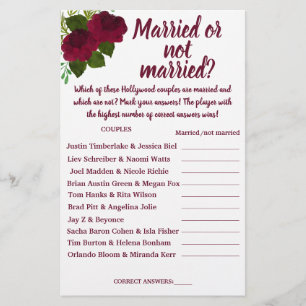 RED MARRIED OF NOT MARRIED SHOWER GAME CARD FLYER