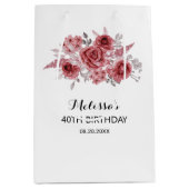 Red Marron Roos Greenery Floral 40e geboortedag Medium Cadeauzakje (Voorkant)