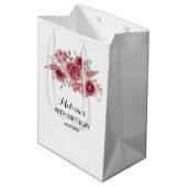 Red Marron Roos Greenery Floral 40e geboortedag Medium Cadeauzakje (Achterkant Gekanteld)