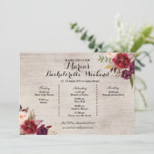 Red Marsala Herfst Bachelorette Party reisweg Programma (Staand voorkant)