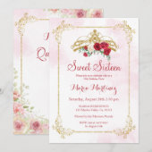 Red Marsala Rozen Flowers Blush Pink 16  Kaart (Voorkant / Achterkant)