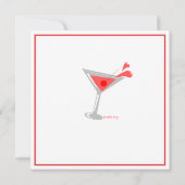Red Martini Cocktail Party Invitation Kaart (Achterkant)