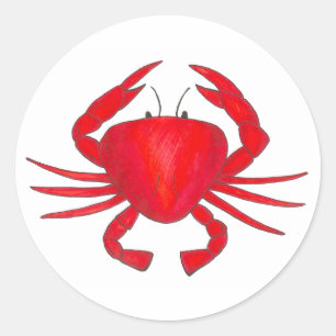Red Maryland Crab Crabby Seafood Beach Stickers