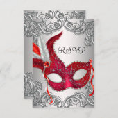 Red Mask Masquerade Party RSVP (Voorkant / Achterkant)