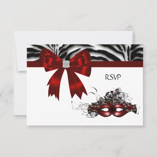 Red Mask Masquerade Party Sweet 16 RSVP (Devant)