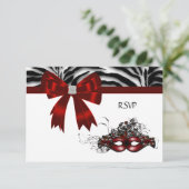 Red Mask Masquerade Party Sweet 16 RSVP (Debout devant)