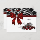 Red Mask Masquerade Party Sweet 16 RSVP (Devant / Derrière)