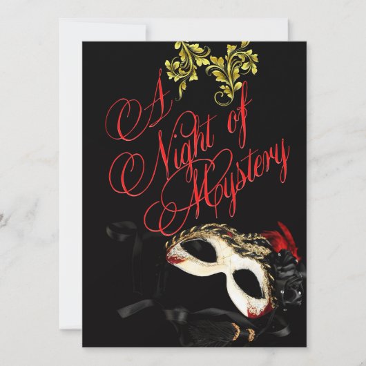 Red Masquerade Ball Invitation Kaart (Voorkant)