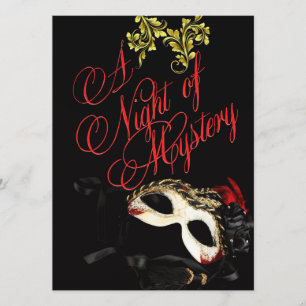 Red Masquerade Ball Invitation Kaart