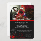 Red Masquerade Ball Mask Costume Halloween Part Kaart (Voorkant / Achterkant)