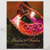 Red Masquerade Ball Wedding Menu Flyer (Achterkant)