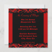 Red Masquerade Mask Halloween Black Invitation Kaart (Achterkant)