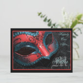 Red Masquerade Renaissance Wedding Uitnodiging (Staand voorkant)