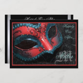 Red Masquerade Renaissance Wedding Uitnodiging (Voorkant / Achterkant)