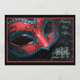 Red Masquerade Renaissance Wedding Uitnodiging