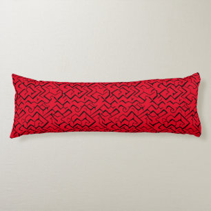 Red Meander Pattern   Moderne Maze Lichaamskussen