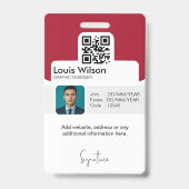 Red | medewerker ID Bedrijfsbeveiliging Badge (Back)