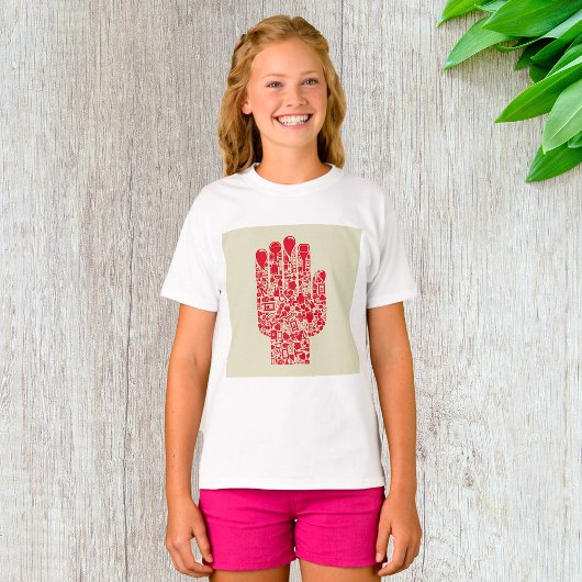 Red Medical Hand Symbol Healthcare T-shirt