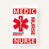 Red Medical Print Nurse Custom Name Employee Badge (Voorkant)