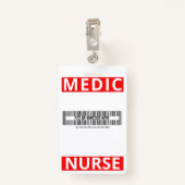 Red Medical Print Nurse Custom Name Employee Badge (Achterkant met clip)