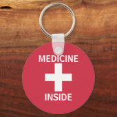 Red Medicine Inside First Aid Symbool Medicinal Sleutelhanger (Voorkant)