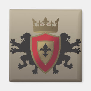 Red Medieval Lion Heraldry Magnet Magneet