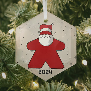 Red Meeple Santa Custom Jaar Family Board Game Glas Ornament