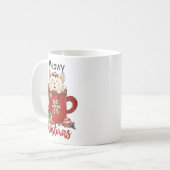 Red Meowy Christmas Cat Holiday Coffee Mug  (Devant gauche)