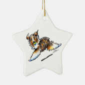 Red Merle Australian Shepherd speelt Keramisch Ornament (Rechts)