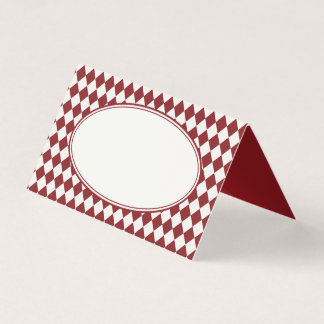 Red Merlot Harlequin Checkered Folded Place Cards