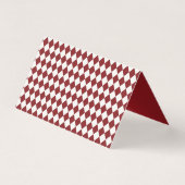 Red Merlot Harlequin Checkered Folded Place Cards (Back)