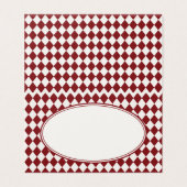 Red Merlot Harlequin Checkered Folded Place Cards (Outside Unfolded)