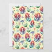 Red Mermaid Birthday Invitation in Yellow (Dos)