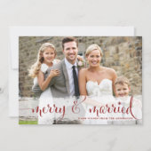 Red Merry and Married Script Kerstfoto Feestdagenkaart (Voorkant)