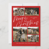 Red Merry Christmas Calligraphy Script 5 Foto Feestdagenkaart (Voorkant)