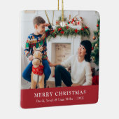 Red Merry Christmas Foto Ornament (Rechts)