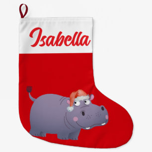 Red Merry Christmas Hippo dierentuin Santa hat Xma Grote Kerstsok
