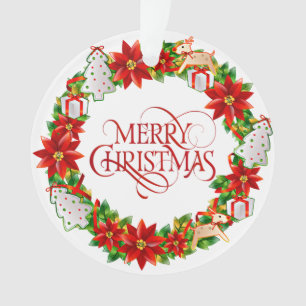Red Merry Christmas Holiday Wreath Ornament