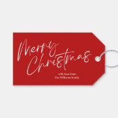 Red Merry Christmas Kalligrafie Script Cadeaulabel (Voorkant (Horizontaal))
