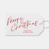 Red Merry Christmas Kalligrafie Script Cadeaulabel (Voorkant (Horizontaal))