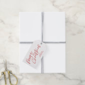 Red Merry Christmas Kalligrafie Script Cadeaulabel (Met Touw)
