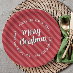 Red Merry Christmas Typography Custom Papieren Bordje