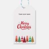 Red Merry Christmas uw logo bedrijf Cadeaulabel (Voorkant)