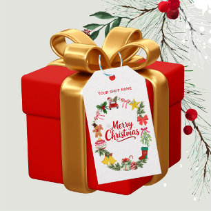 Red Merry Christmas uw logo bedrijf Cadeaulabel