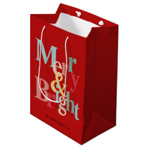 Red Merry en heldere moderne typografie Medium Cadeauzakje